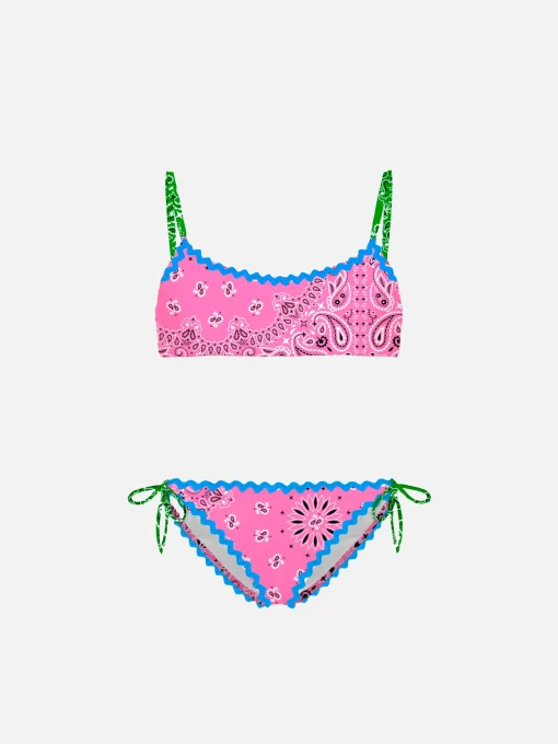 Bikini da bambina a bralette con stampa bandana