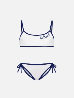 Bikini da bambina a bralette bianco