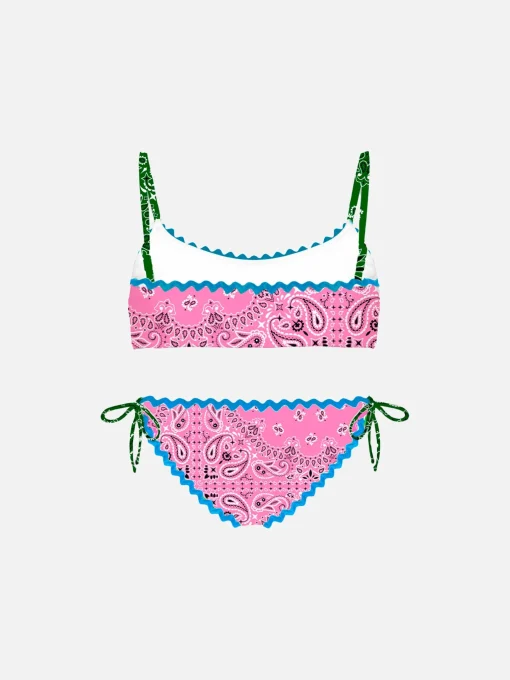 Bikini da bambina a bralette con stampa bandana