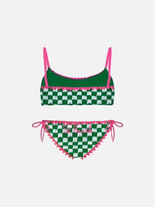 Bikini da bambina a bralette da bambina con ricamo