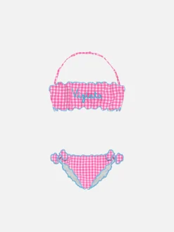 Bikini da bambina a fascia con ricamo Viziata