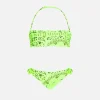 Bikini da bambina a fascia con stampa bandana giallo fluo