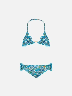 Bikini da bambina a triangolo con stampa funghi | EDIZIONE SPECIALE LIBERTY