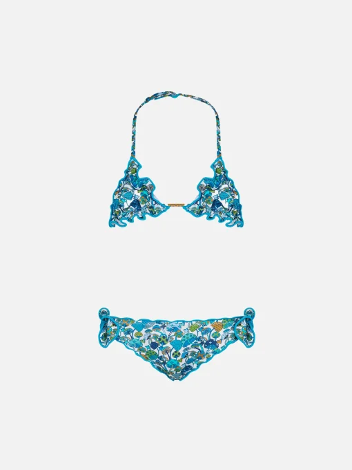 Bikini da bambina a triangolo con stampa funghi | EDIZIONE SPECIALE LIBERTY