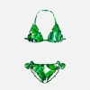 Bikini da bambina a triangolo con stampa tropicale