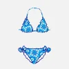 Bikini da bambina a triangolo con stampa maiolica