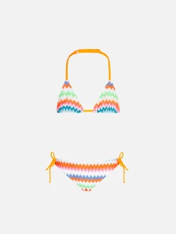Bikini da bambina a triangolo con fantasia multicolore