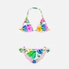 Bikini da bambina a triangolo con stampa tropicale