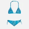 Bikini da bambina a triangolo con stampa bandana in denim