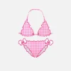 Bikini da bambina a triangolo con stampa vichy