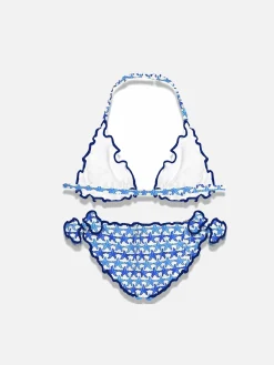 Bikini da bambina a triangolo con stampa stelle marine