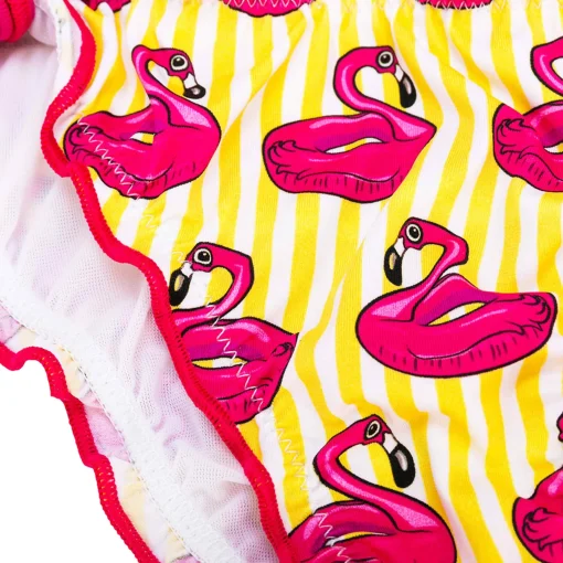 Bikini da bambina a triangolo con stampa fenicotteri