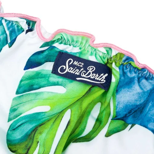 Bikini da bambina a triangolo con stampa tropicale