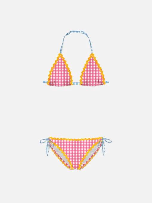 Bikini da bambina con bordo a onde