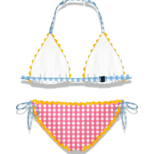 Bikini da bambina con bordo a onde