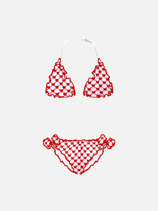 Bikini da bambina con cuore ricamato