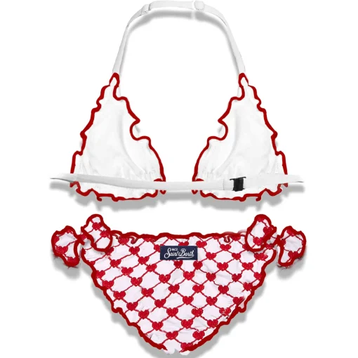 Bikini da bambina con cuore ricamato