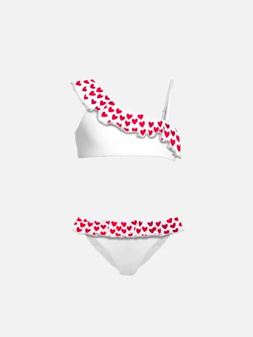 Bikini da bambina monospalla con volant