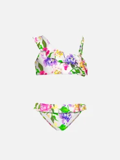 Bikini da bambina monospalla con volant