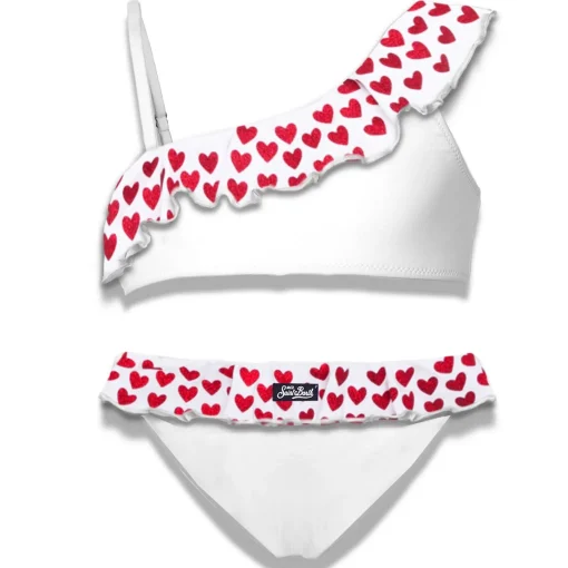 Bikini da bambina monospalla con volant