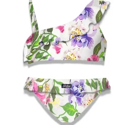 Bikini da bambina monospalla con volant