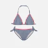 Bikini da bambina vichy con ricamo