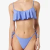 Bikini da donna a bralette lilla con volant