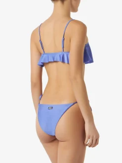 Bikini da donna a bralette lilla con volant