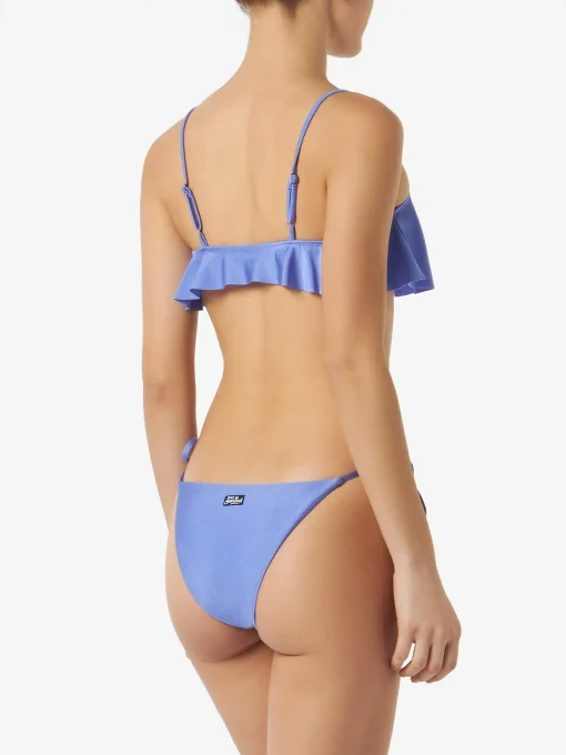 Bikini da donna a bralette lilla con volant