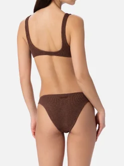 Bikini da donna a bralette marrone crinkle Naima Elise