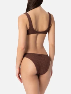 Bikini da donna a bralette marrone crinkle Naima Elise