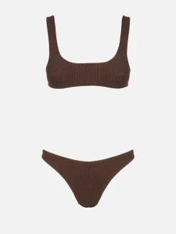 Bikini da donna a bralette marrone crinkle Naima Elise