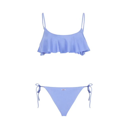 Bikini da donna a bralette lilla con volant