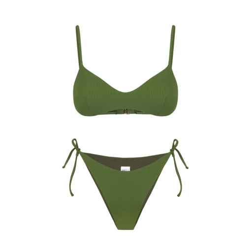 Bikini da donna a bralette a costine militare