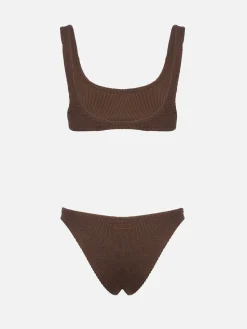 Bikini da donna a bralette marrone crinkle Naima Elise