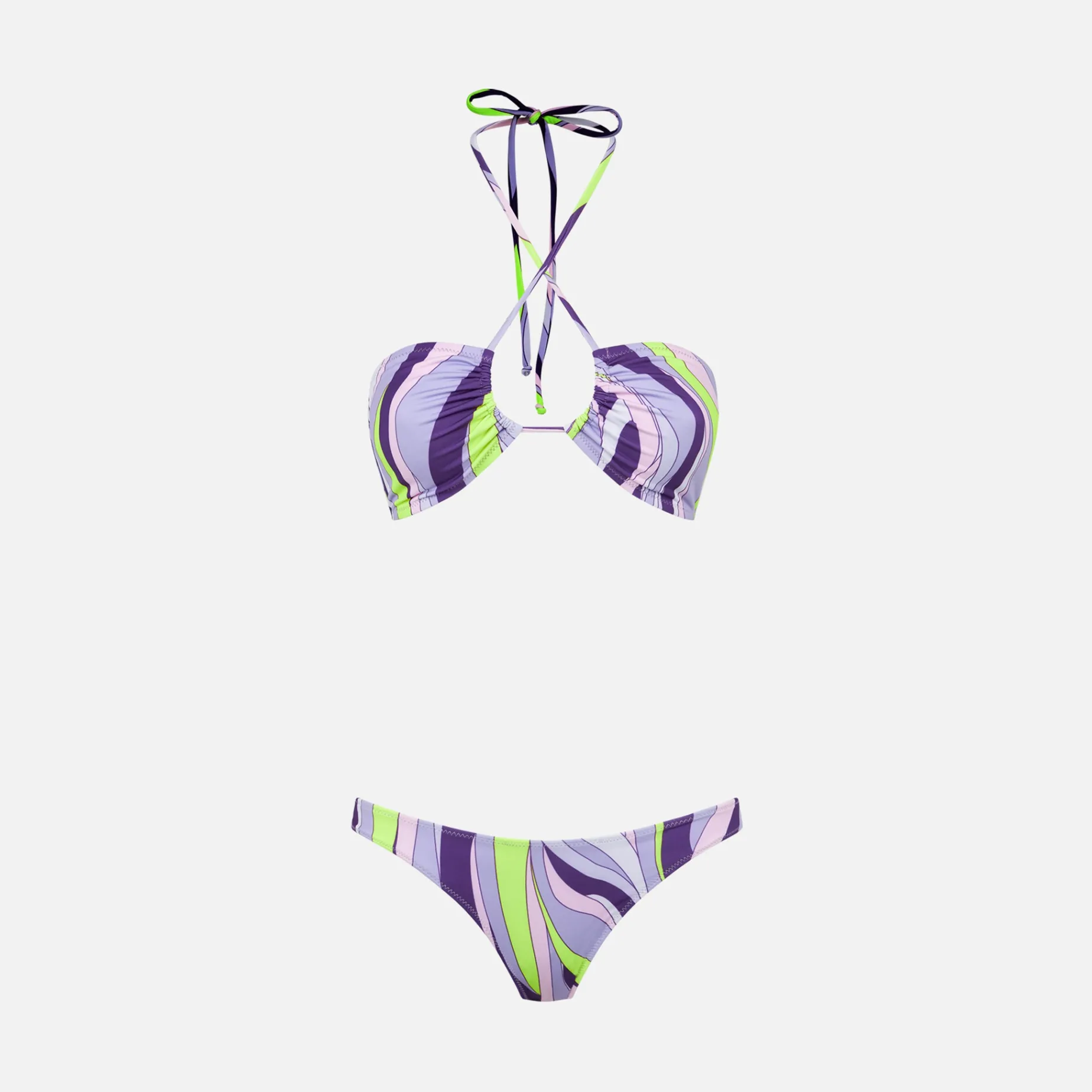 Bikini da donna a fascia con stampa shape wave