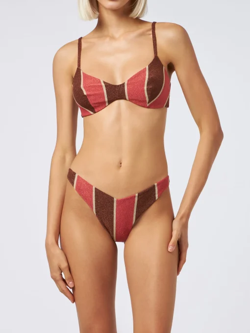 Bikini da donna a righe lurex scoop bralette May Romy