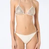 Bikini da donna a triangolo beige con strass