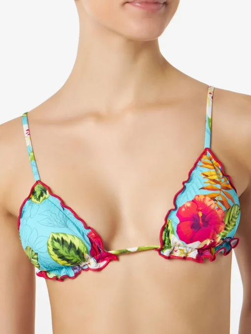 Bikini da donna a triangolo con stampa Ibiscus