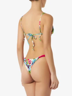 Bikini da donna a triangolo con stampa Ibiscus
