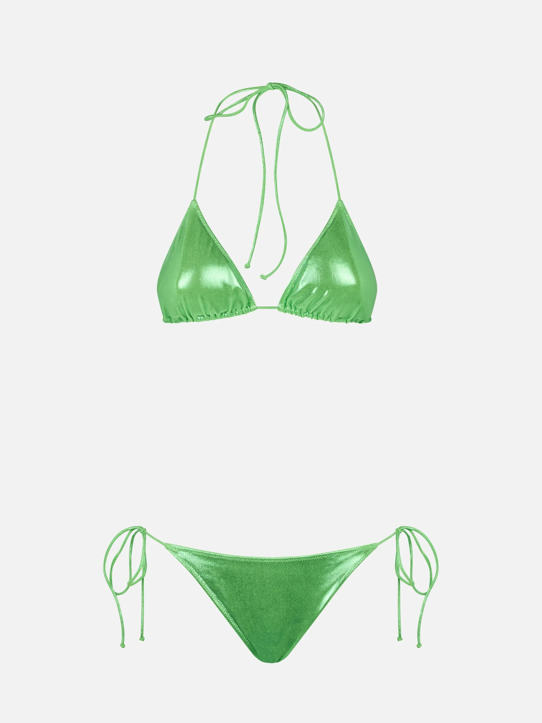Bikini da donna a triangolo verde lamina