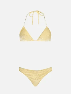 Bikini da donna a triangolo in ciniglia giallo Leah Naomi