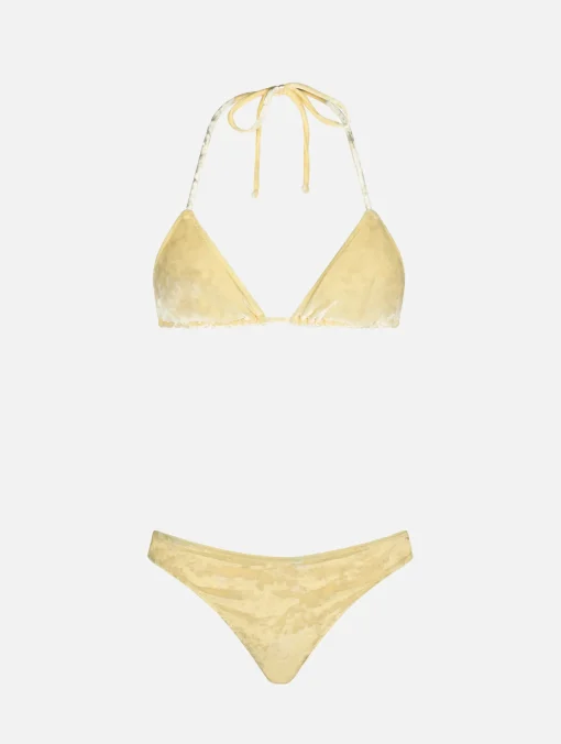 Bikini da donna a triangolo in ciniglia giallo Leah Naomi