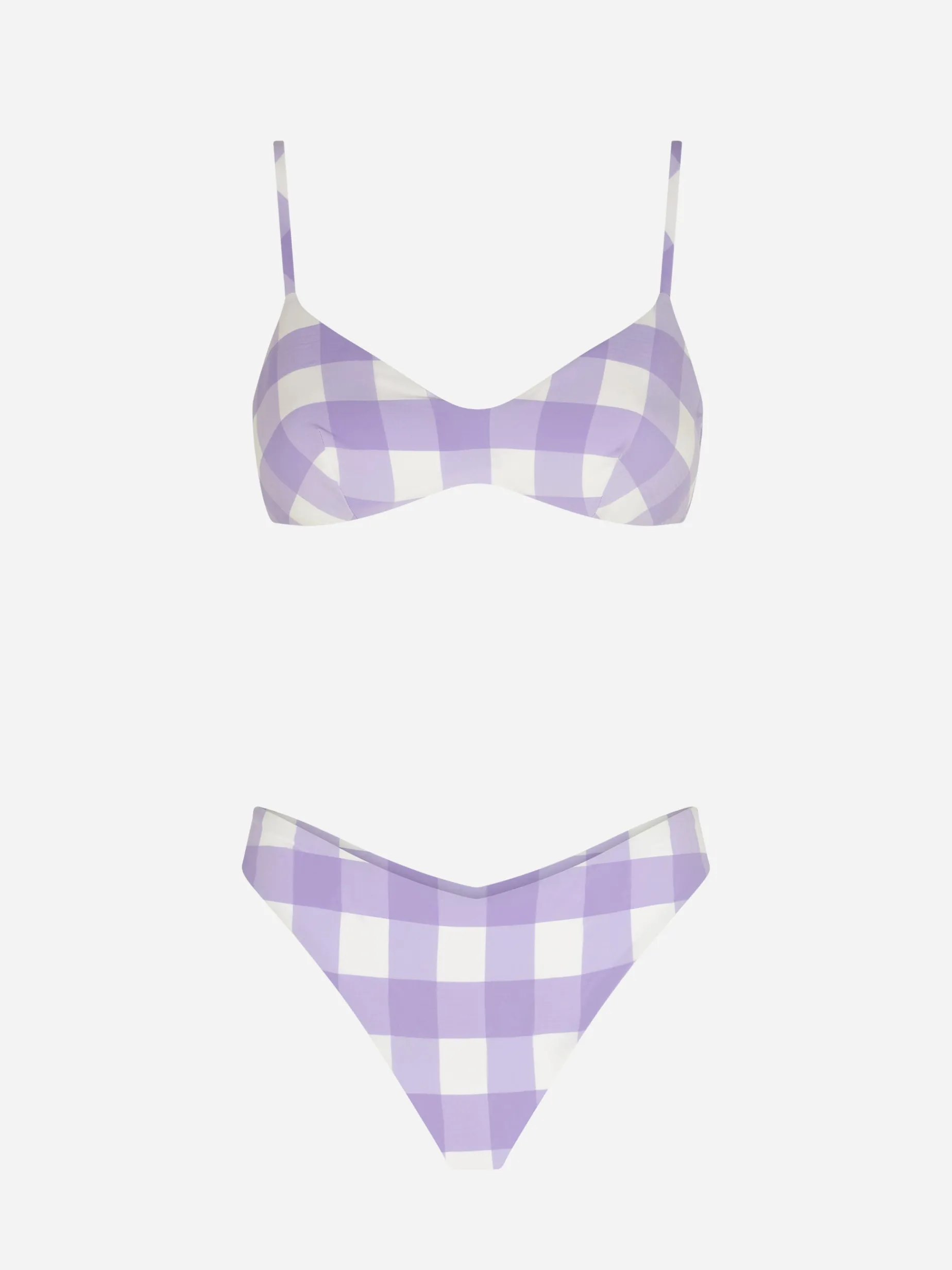 Bikini da donna a triangolo con stampa vichy