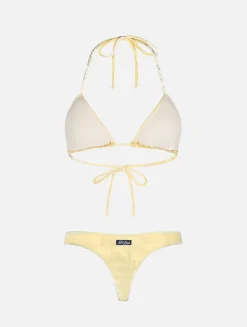 Bikini da donna a triangolo in ciniglia giallo Leah Naomi