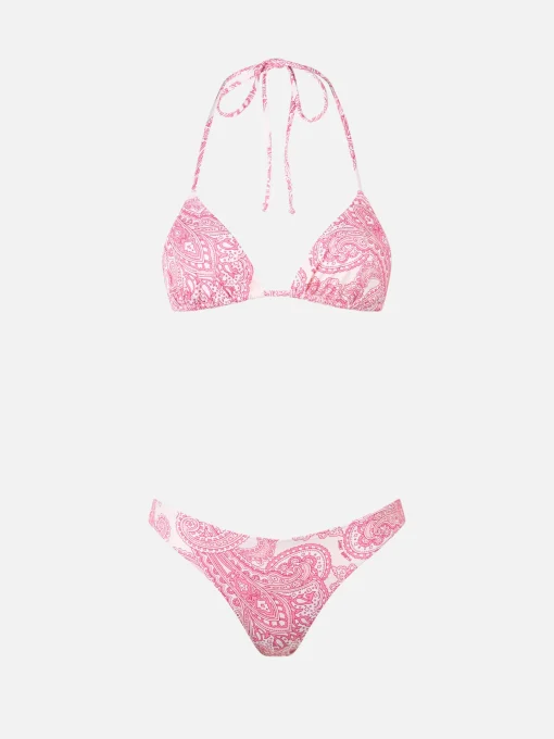 Bikini da donna a triangolo paisley rosa Leah Lido