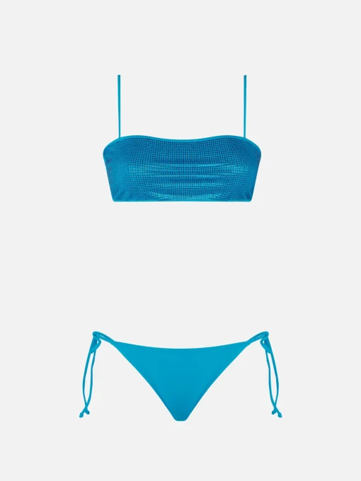 Bikini da donna fascia turchese con strass