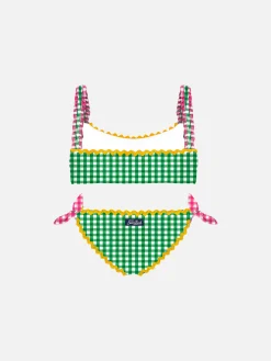 Bikini top da bambina con stampa vichy