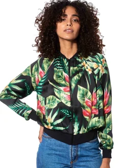 Bomber con stampa tropicale