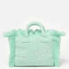 Borsa a mano Colette Terry verde salvia in rilievo